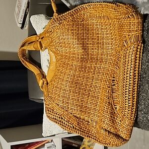 Large Cole Haan Woven Leather Weave Handbag